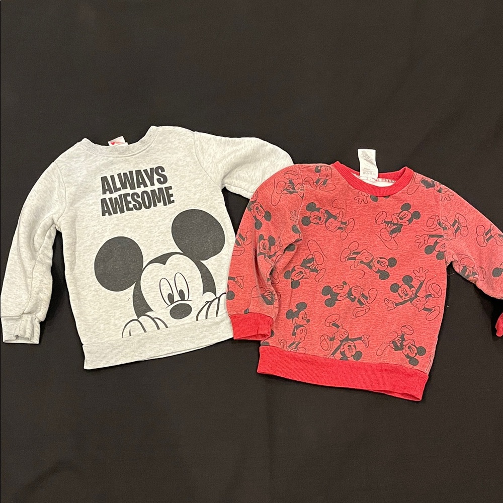 Disney Mickey Mouse Kids Sweatshirt Duo - Gray and Red Boys 4T